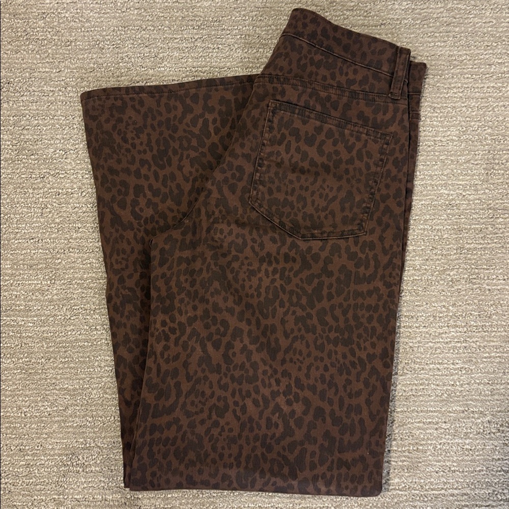 GAP Brown Leopard-Print Wide Leg Jeans - Picture 3 of 3